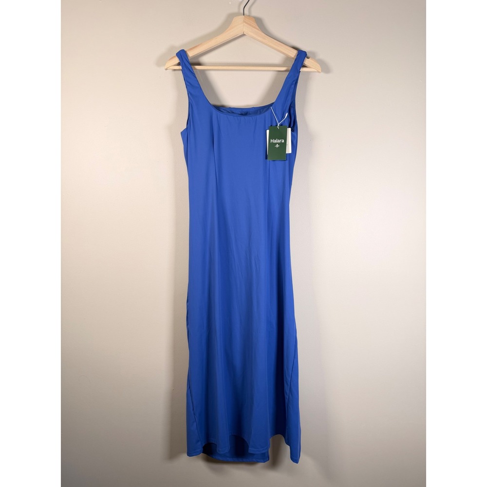 Halara Softlyzero Airy Royal Blue Ruched Side Slit Midi Dress Large NWT - Picture 6 of 10